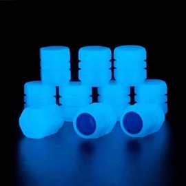 4Pcs Blue Universal Fluorescent Car Tire Valve Caps,Glow in The Dark Tire Pressure Caps Tire Valve Stem Caps for Cars, Motorcycles, SUV, Trucks, and Bicycles, Valve Stems and Caps，Stem Accessories