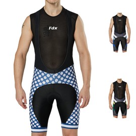 FDX Mens Limited Edition Cycling Bib Shorts Gel Chamois Padded Tights Shorts (White, Medium)
