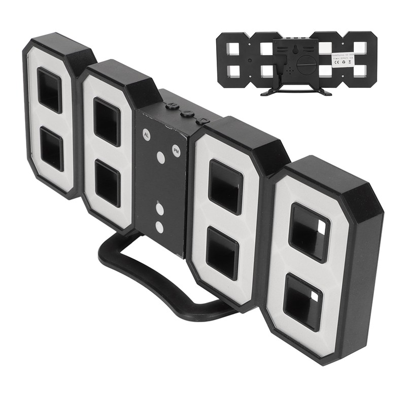 3D LED Digital Desktop Clock Dimmable Snooze Time Memory 12