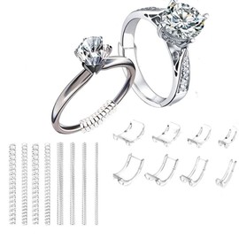 LNtech Ring Sizer Adjuster for Loose Rings,8 Pack Plug-in Invisible Ring Adjuster, 8 Pack Spiral Silicone Tightener Set,Fit Any Rings,Silicone Ring Size Adjuster Set for Women and Men(Clear)