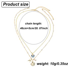 AMBEERT 2Pcs Shell Necklace, Starfish Necklace, Ocean Style Layered Shell Choker for Women, Beach Holiday Summer Jewelry, Elegant Gold Seashell Pendant, Stylish Surfer for Girls