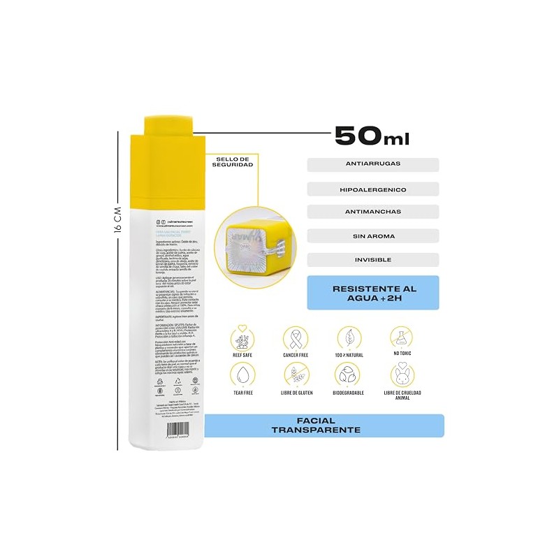 ULMAR Protector Solar Facial Mineral Fps50 Uva/uvb/hevl/Ir-v Piel sensible 50ml