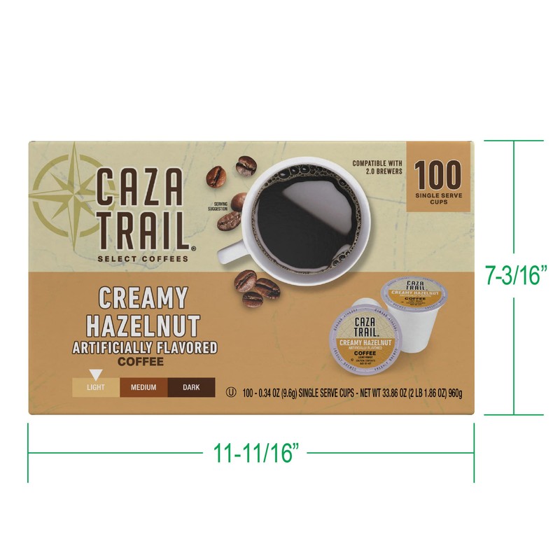 Caza Trail Coffee Pods, Creamy Hazelnut, Single Serve 100 Count