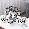 Porlien Checker Pattern 17-Piece Tea Set for 6 with Teapot,