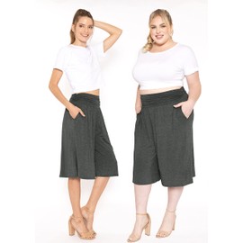 STRETCH IS COMFORT Women's Cropped Gaucho Pants Charcoal Gray X-Large