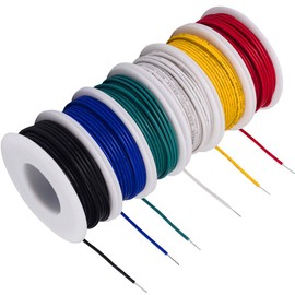 TUOFENG 20 awg Wire Solid Core Hookup Wires-6 Different Colored Jumper Wire 26.3 ft or 8 m Each, 20 Gauge Tinned Copper Wire PVC (OD: 1.7mm) Hook up Wire Kit