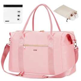WANDF Cabin Bag 45x36x20 for Easyjet Airlines Underseat Travel Bag with TSA Approved Quart Size Bag & Shoes Bag Holdall Bag Carry on Hand Luggage Weekend Bag for Women and Men (Pink 32L)