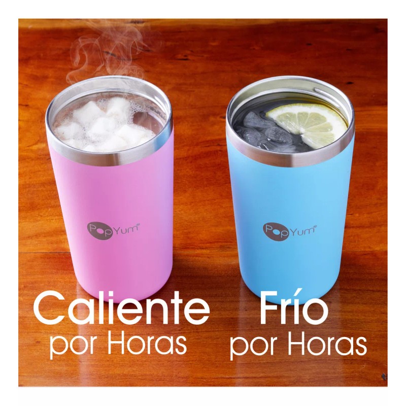Popyum 2 Vasos Térmicos Infantil Tapa Y Popote 13oz Antifuga