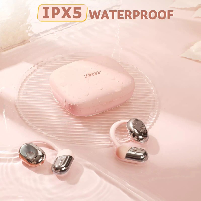 ZIHNIC Open-Ear Wireless Bluetooth Headphones with Mic Comfortable Ear Hooks