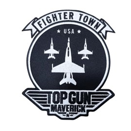Comercial Mercera, Top Gun Sew-On Patches, Fighter Town Maverick Badge XL, Originals, Sew-On Ideal for Jackets, Patches for Jackets, Personalise Your Top Gun Jacket, Large Format, 100% Polyester