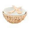 Mud Pie Water Hyacinth Serving Bowl Set, White/Tan, bowl 4.5"