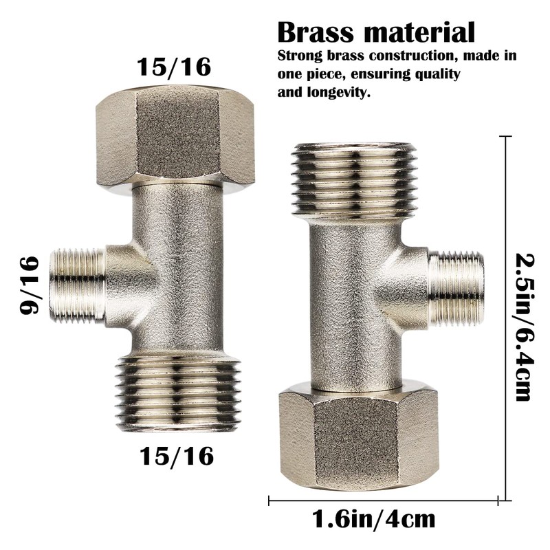 FERCAISH 7/8 T Adapter Brass Adaptor, 3 Way Tee Connector