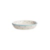 Large Oval Ceramic Soap Dish with Floral Prints, Blue Rim,