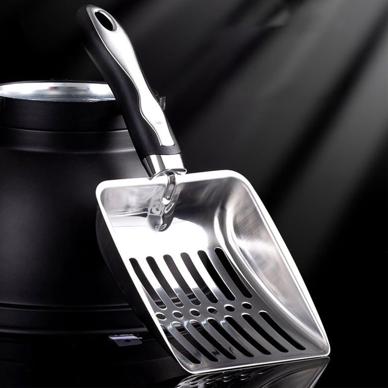 Roczental Stainless Steel Cat Litter Scoop Long Handle Durable Scooper