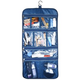 Freegrace Premium Hanging Toiletry Travel Bag - Cosmetic, Jewelry, Toiletry & Accessory Storage Organizer Bag, Large Size, Various Compartments (Dark Blue)