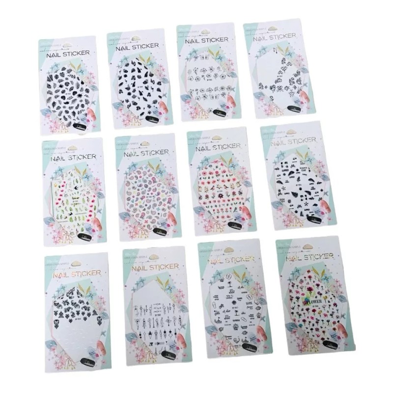 Nails stickers +1000 Stickers Para Uñas Nail Sticker Paquete 12
