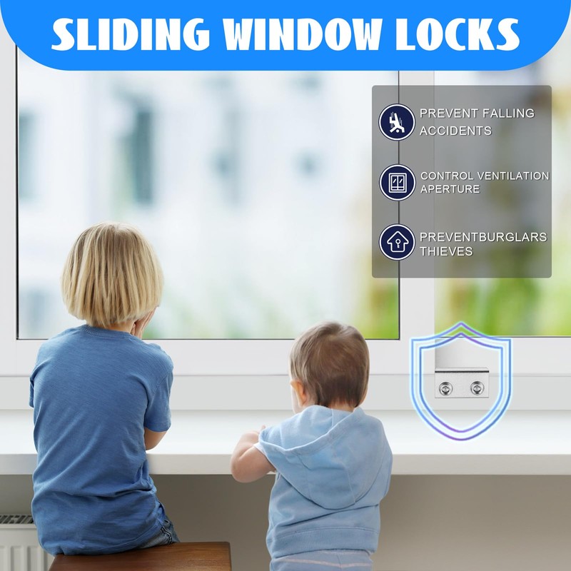 HYIEOU Sliding Window Locks (6 Sets), Secure Window Lock with