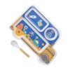 Kids Dinner Plate with Spoon Bamboo Fiber Divided Plates Cartoon
