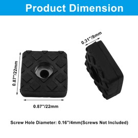 Luomorgo 20 Pack Square Rubber Feet, 22mm x 22mm / 7/8" x 7/8" Non Slip Outdoor Furniture Pads, Black Rubber Feet Bumpers Floor Protection for Sofa, Patio, Table, Chair Legs