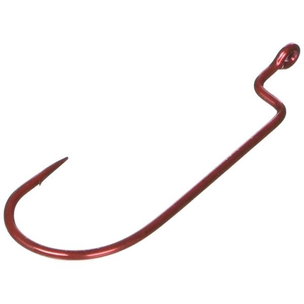 Owner Red Offset Shank Wide Gap Worm Hook, 2/0, Red
