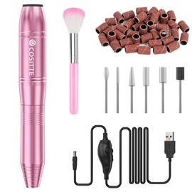 COSITTE Electric Nail Drill,USB Electric Nail Drill Machine for Acrylic Nails,Portable Electrical Nail File Polishing Tool Manicure Pedicure Efile lime a ongle e lectrique for Home and Salon Use,Pink
