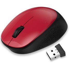 LeadsaiL Maus Kabellos, 2.4G Wireless Maus Leise mit USB Empfänger, 1600 DPI Optical Tracking, 3 Tasten Mäuse, Für Links- und Rechtshänder, Kompatibel mit PC, Mac, Laptop, Windows - Rot