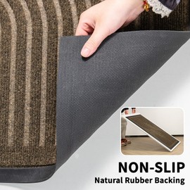 RORA Front Door Mat, Heavy Duty Doormat Outdoor Entrance, Non Slip Welcome Mat, Natural Rubber Indoor Door Mats for Entryway,Patio,Garage,Porch, 35.5"x24", Brown