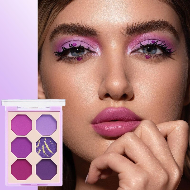 Purple Eyeshadow Palette, Pink Make-Up Palettes Shimmer Eye Shadow, Highly