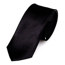 OM3® K-02 Black Slim Tie Men's Tuxedo Slim Plain Tie Wedding Business Tie Thin Handmade (Black), black