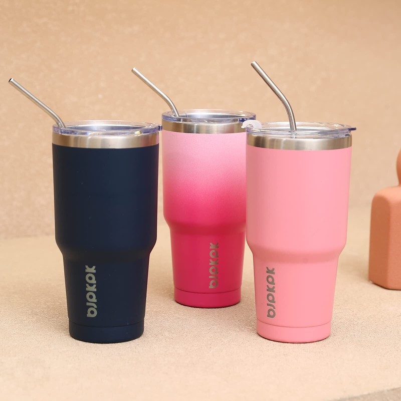 BJPKPK 30 oz Stainless Steel Tumbler with Lid and Straw
