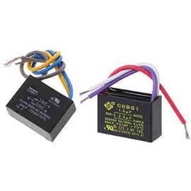Condensador negro CBB61 1.5uF+2.5uF 3 cables 250V 50/60Hz condensador para ventilador de techo