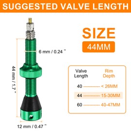 HARFINGTON 2pcs Tubeless Valve Stems 44mm Aluminum Alloy Tubeless Valve Super Light No Leak Durable with 4 Hole and Caps Fit Most Bicycle Tubeless Rims, Green