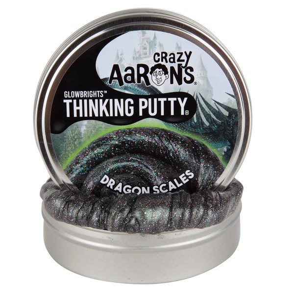 Crazy Aaron's Glow in The Dark Thinking Putty, Dragon Scales, 4" Large Tin - GlowBrights Putty Never Dries Out - 3.2 oz