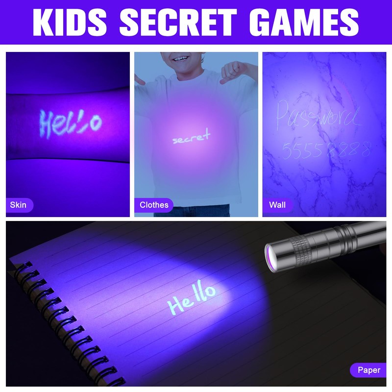 Tegeme 8 Pcs Black Light Markers Set 4 Invisible Ink