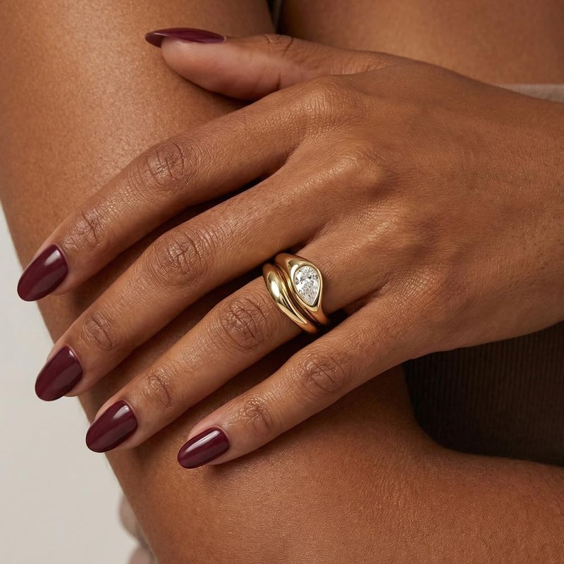 Myofeng 14K Gold & Silver Plated Stackable Rings for Women,