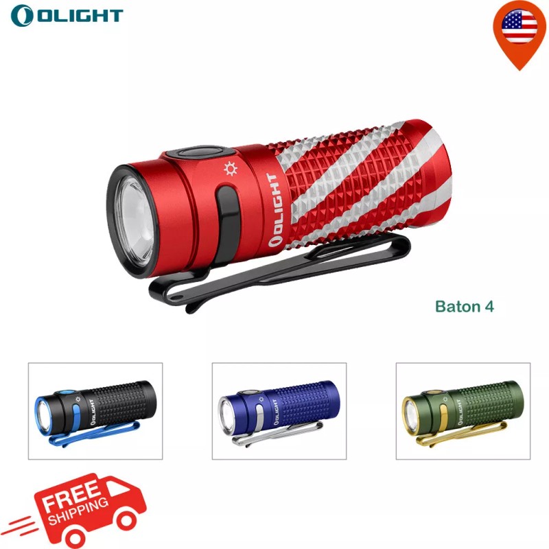 Olight Baton 4 Rechargeable EDC Flashlight with Stainless Steel Switch
