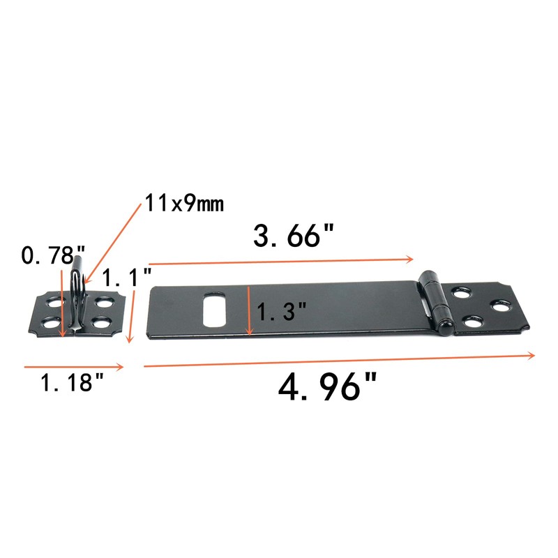 Tsnamay 4Pcs 4Inch Padlock Hasp, Door Slide Latch Lock Black