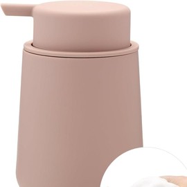 Matte Pink Foaming Hand Soap Dispenser Plastic 11 oz - Modern Minimalist Style for Bathroom & Kitchen Countertop Refillable - Model: Foam Pink