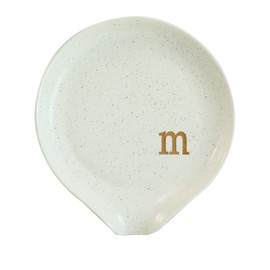 COLLECTIVE HOME - Large Ceramic Spoon Rest, Monogram Ceramic Spoon Holder, 5 Inches Spoon Holder for Stove, Coffee Bar, and Kitchen, Ideal for Large Spoons and Soup Spoons (gold-m)