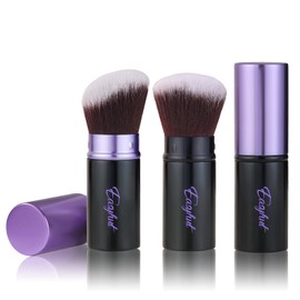 Easyhut Retractable Kabuki Makeup Brushes 2 Pcs Blush Brushes Set Portable Powder Brushes with Flat and Angled Top for Liquid Cream Cosmetics Travel, large/1.18inch(violet)