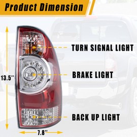Boine Tail Light Right Passenger Side Compatible With 2005-2015 Toyota Tacoma Pickup Rear Light Brake Lamps LED Lens Bulb and Harness Included (Right Passenger Side)