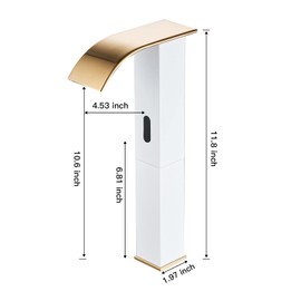Touchless Bathroom Vessel Faucet Electronic Sensor Automatic Waterfall White Gold Bathroom Faucets Hands Free Water Saving One Hole Bowl Sink Faucet Motion Sensor Lavatory Vanity Deck Mounted
