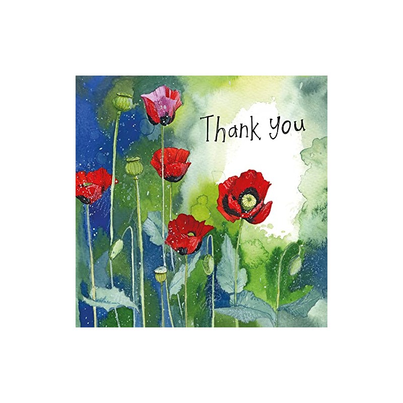 ALEX CLARK Thank You Poppies Foil Card - Flowers -