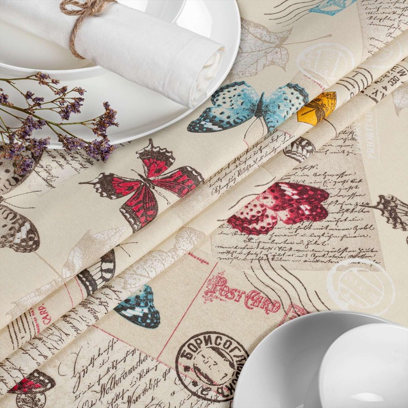 Fabric Tablecloth Washable Table Linen Tablecloth Cotton Polyester Butterflies Oval