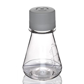 Eisco - Pack of 1, 125mL Sterile PETG Erlenmeyer Flask, Vented, Flat Bottom, Lab-Grade, Gamma Sterilized, USP Class VI, Ideal for Cell Culture, Biopharmaceutical Processing, Chemical Storage