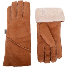 Snugrugs Women's Vicky, Sheepskin Glove With Fold Back Cuff Beige (Chestnut), Small (6.5")