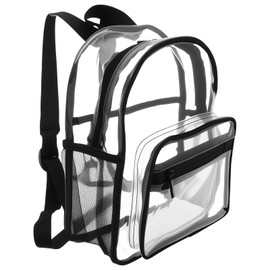 VAVPUP Transparent Backpack, 30 x 23 x 14 cm, Large Clear Backpack, PVC School Backpack, Waterproof Robust School Bag, Reinforced Seams and Comfortable Shoulder Straps, for School, College, Sports