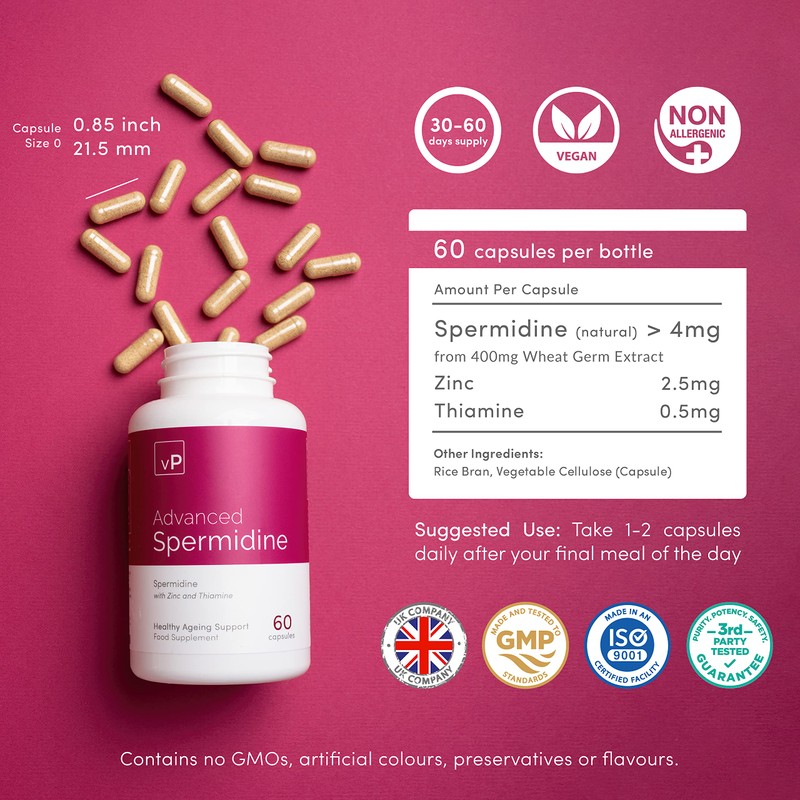Natural Spermidine 4mg x 60 Capsules - Third Party Tested