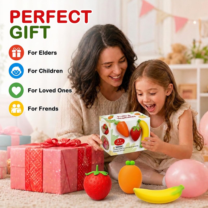 3 Pcs Fruit Squishy Pack - Includes (Strawberry Banana and