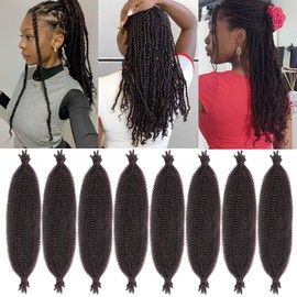 Samtress 18 Inch Springy Afro Twist Hair 8 Packs Dark Brown Pre Separated Spring Twist Braids for Soft Locs Pre Fluffed Popping Spring Twist Afro Kinky Curly Marley Hair Extensions(#Dark Brown)